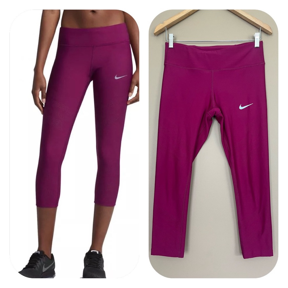 {Nike Running} Dri-Fit Epic Cool Cropped Leggings. in Magenta - Womens Medium